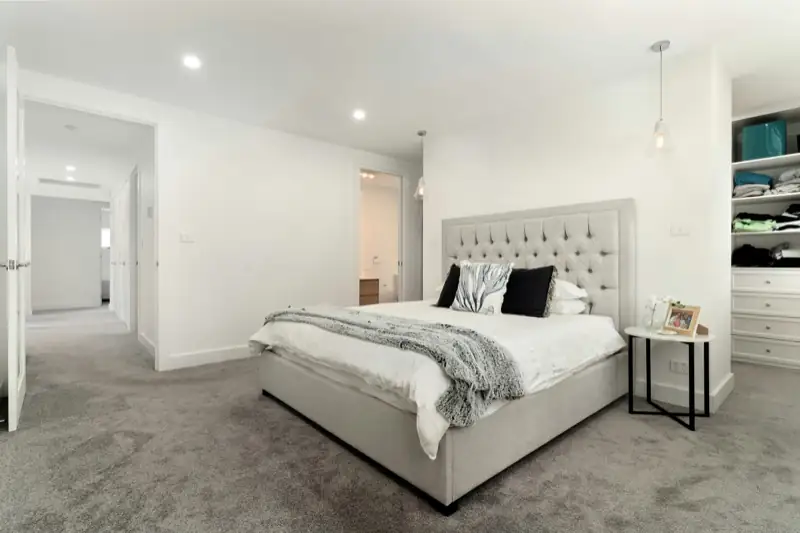 New carpet installed in a bedroom in Eugene, Oregon